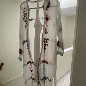 Embroidered Sheer White Cover-Up